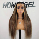WOWANGEL Silky Straight Highlight 13x6 Skinlike Real HD Lace Front Wig - wowangel