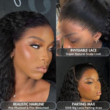 WOWANGEL Water Wave 13x6 Skinlike Real HD Lace Front Wig Glueless Clean Hairline - wowangel