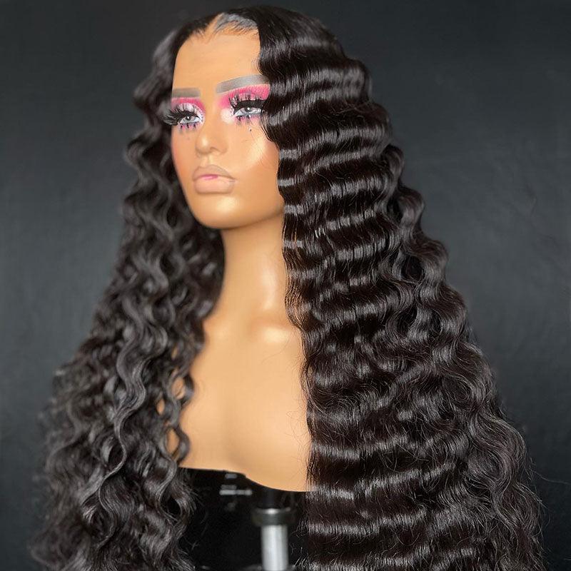 WOWANGEL deep wave HD lace closure wig on mannequin