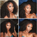 WOWANGEL Wear Go Half Wig Kinky Curly Seamless Flip Over Wigs Beginner Friendly - wowangel