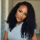 WOWANGEL Wear Go Half Wig Kinky Curly Seamless Flip Over Wigs Beginner Friendly - wowangel