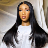 WOWANGEL Wear & Go Jet Black 5X5 HD Lace Closure Wigs Straight Glueless Wig - wowangel