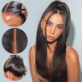 WOWANGEL Yaki Straight 360 Invisible Strap HD Lace Wig Clean Hairline - wowangel