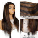 WOWANGEL Yaki Straight Highlight HD Lace 13X6 Full Frontal Wig Layered Cut Pre Plucked Hairline - wowangel