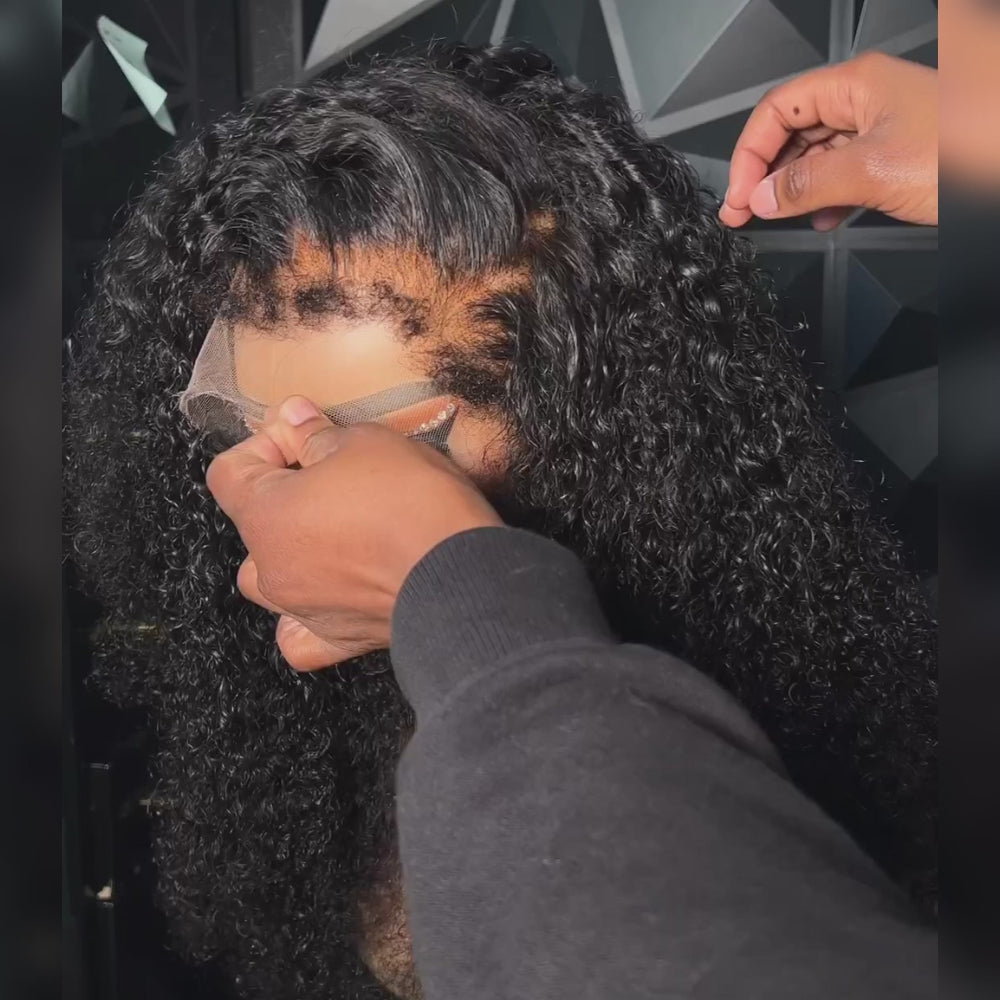 Applying HD lace front wig with 4C textured edges