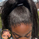 WOWANGEL 4C Edges 360 Invisible Strap HD Lace Wig Kinky Straight - wowangel