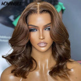 WOWANGEL Light Brown 13x6 Skinlike Real HD Lace Wig Short Wave BOB - wowangel