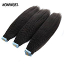 WOWANGEL Tape in Hair Extensions Kinky Straight Natural Black Human Hair 40pcs 100g - wowangel