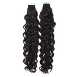 WOWANGEL Tape in Hair Extensions Nature Wave Natural Black Human Hair 40pcs 100g - wowangel