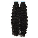WOWANGEL Tape in Hair Extensions Water Wave Natural Black Human Hair 40pcs 100g - wowangel