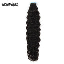 WOWANGEL Tape in Hair Extensions Water Wave Natural Black Human Hair 40pcs 100g - wowangel