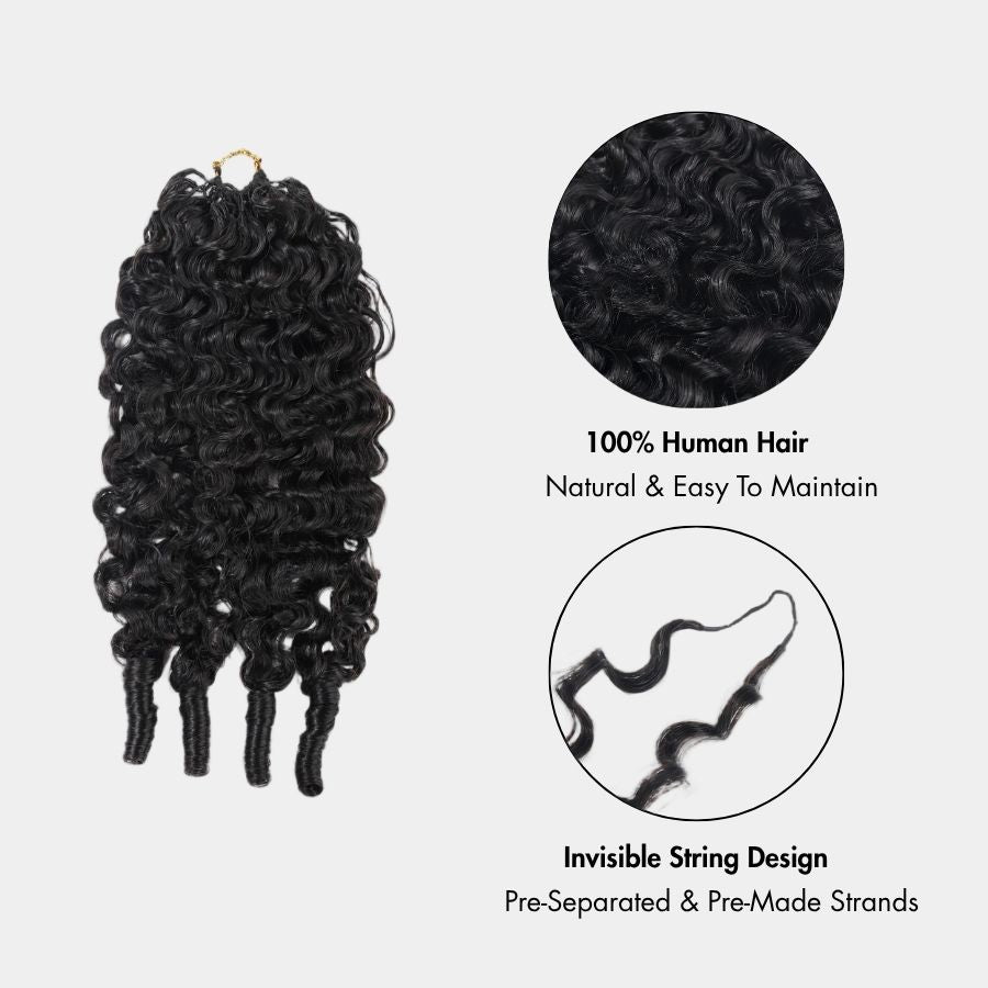 WOWANGEL Burmese Curly Miracle Knots Crochet Hair Pre-Separated Feather Crochet Human Hair Extensions