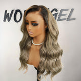 WOWANGEL Ash To Grey Colored Skinlike Real HD Lace 13X6 Lace Front Wig Loose Wave