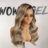 WOWANGEL Ash To Grey Colored Skinlike Real HD Lace 13X6 Lace Front Wig Loose Wave