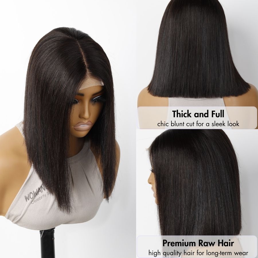 WOWANGEL 2X6 HD Lace Closure Wig Wear to Go Lijmloze Kim K Straight Bob
