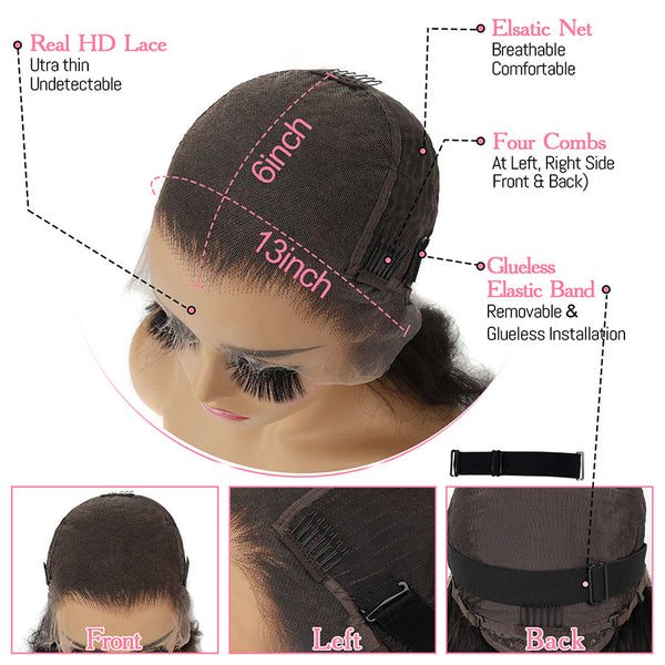 Short Bob Wig 13x6 Straight Skinlike Real HD Lace Front Wig
