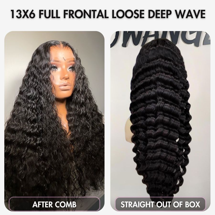 UK Shipping |13X6 Skinlike Real HD Lace Full Frontal Wig Loose Deep Wave