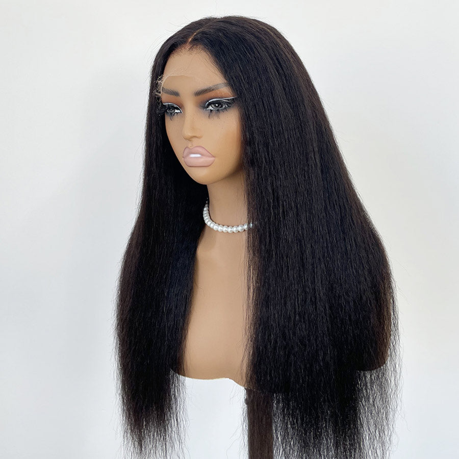 WOWANGEL 13X6 Skinlike Real HD Lace Front Wig Kinky Straight Glueless Wig