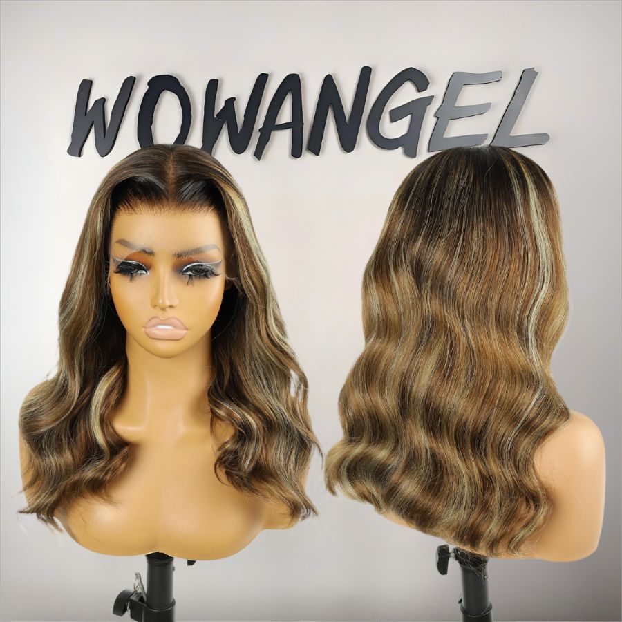 WOWANGEL Ash Blonde Highlight 13X6 HD Lace Frontal Wigs Premium Raw Hair