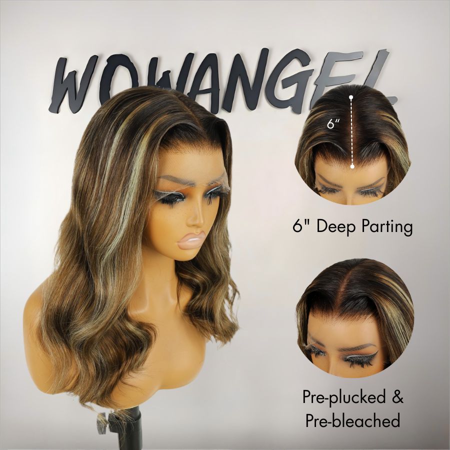 WOWANGEL Ash Blonde Highlight 13X6 HD Lace Frontal Wigs Premium Raw Hair