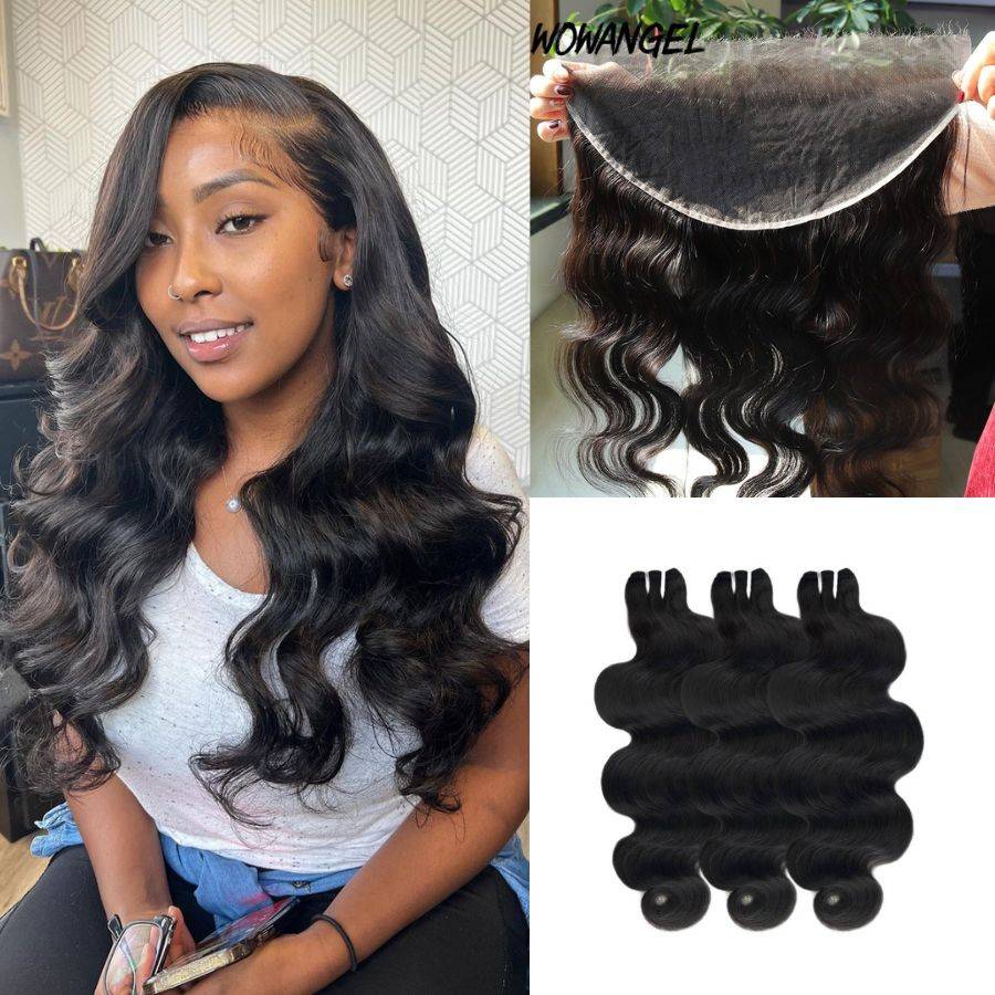 WOWANGEL 13x6 Skinlike Real HD Lace Frontal with 3 Bundles Body Wave