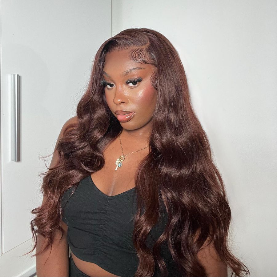 WOWANGEL #4 Dark Brown Color 13X6 HD Lace Front Wigs Body Wave