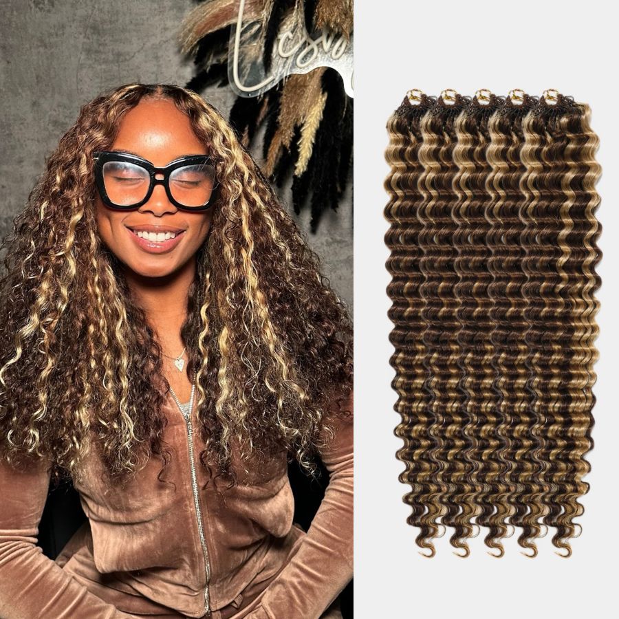 Extensiones de cabello humano de ganchillo con plumas preseparadas y rizadas birmanas de WOWANGEL