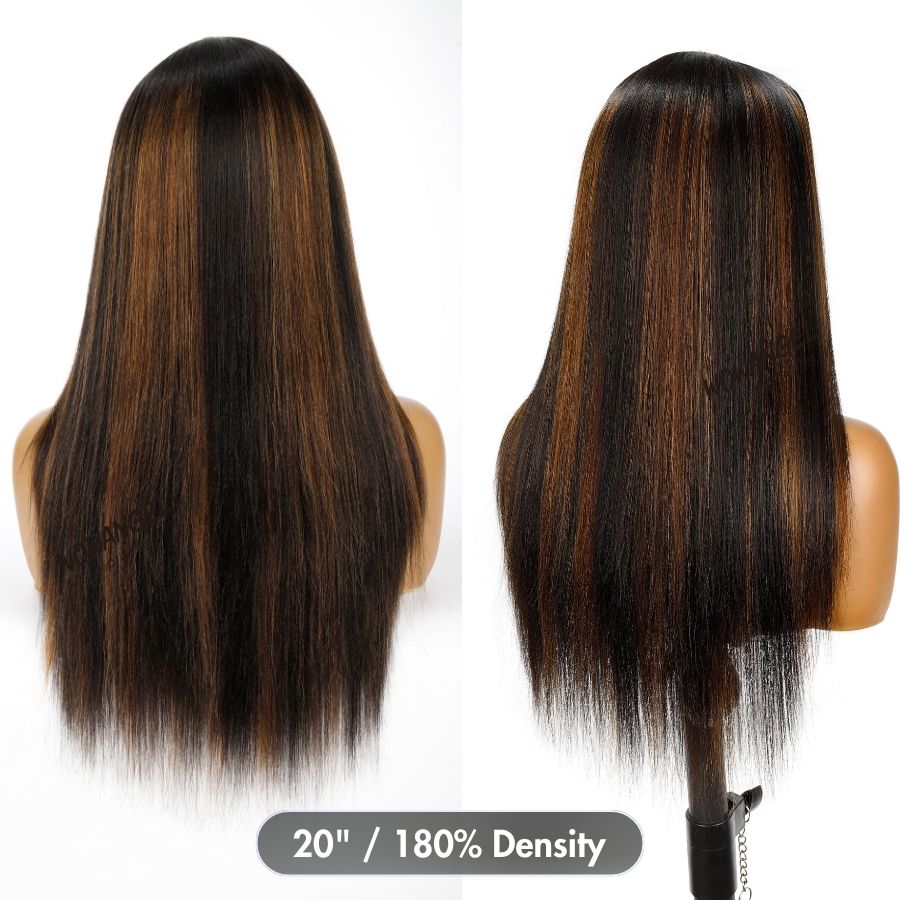 WOWANGEL Braune Highlights HD Lace 13x6 Full Frontal Perücke mit vorgezupftem Haaransatz