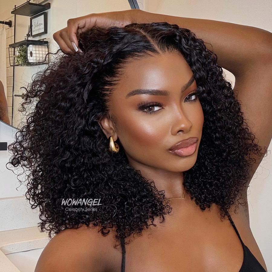 WOWANGEL Tight Curly Bob 13X6 Skinlike Real HD Lace Front Wig