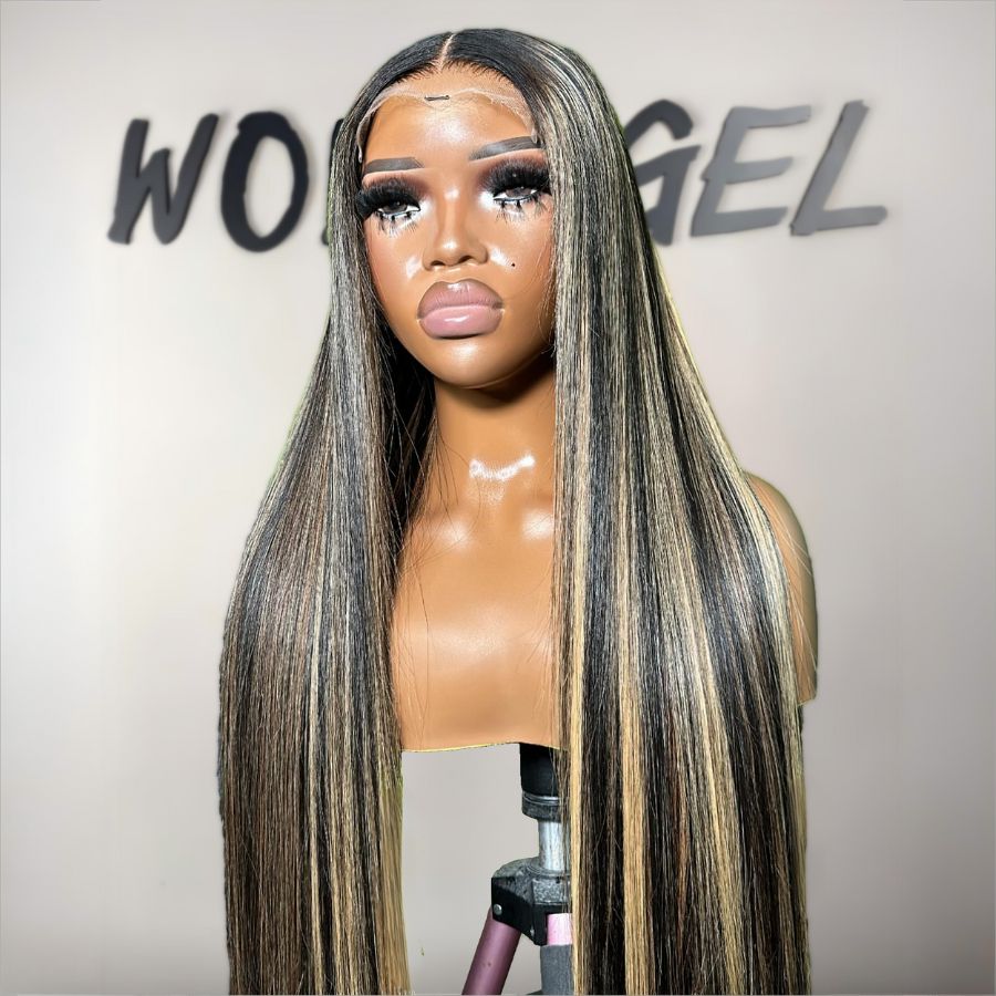 WOWANGEL 1B27 Highlight 13x6 Skinlike Real HD Lace Front Wig
