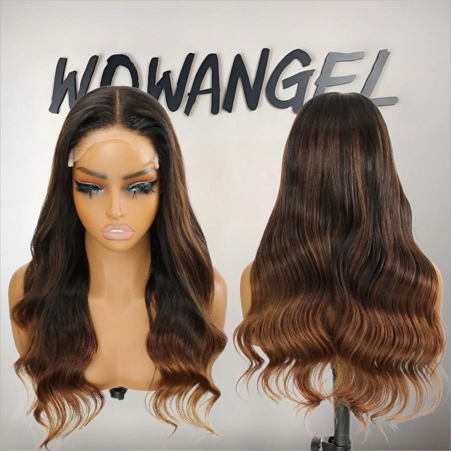 WOWANGEL Brown Highlight 5x5 Skinlike Real HD Lace Closure Wig