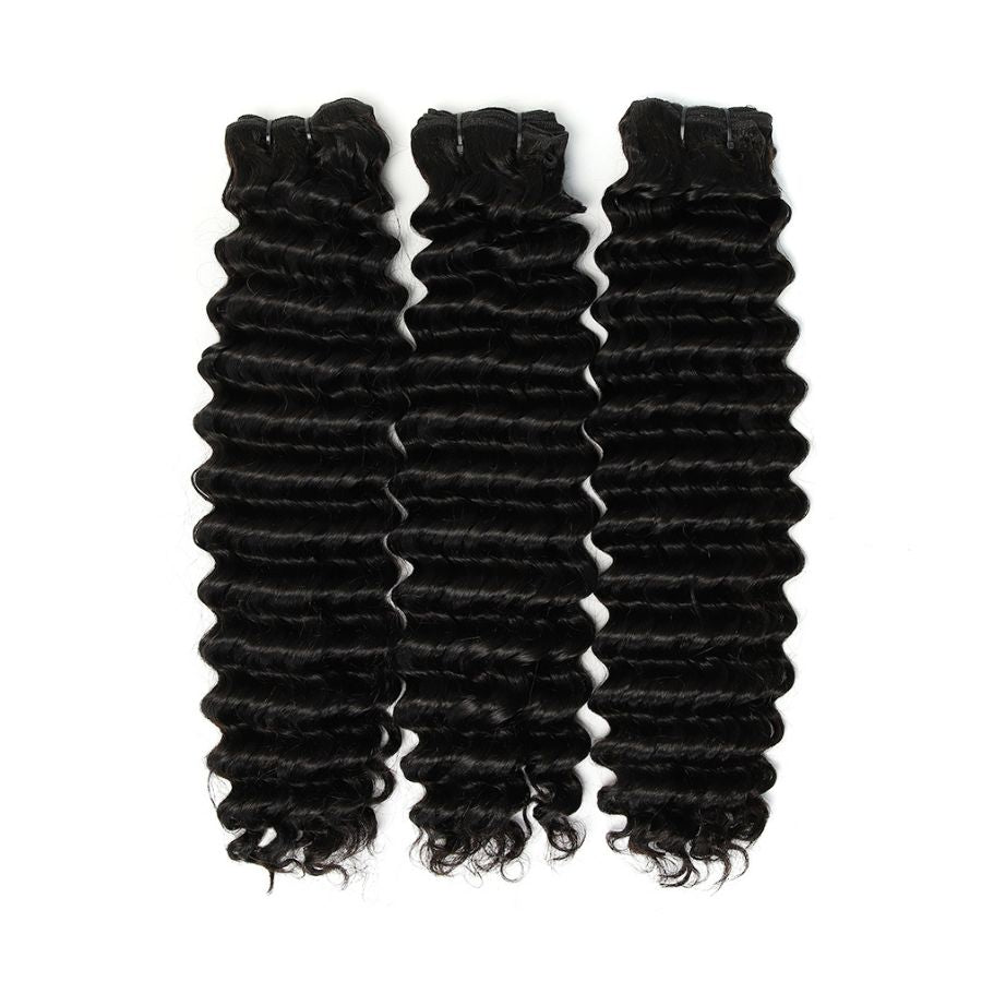 WOWANGEL Deep Wave Raw Hair Bundles Deal 3pcs 100% Human Virgin Hair Weaves