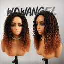UK Shipping | Copper Ombre Colour Half Wig Deep Wave Seamless Flip Over Wigs Beginner Friendly