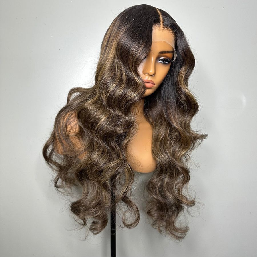 WOWANGEL Mix Highlight Color 13X6 HD Lace Full Frontal Wig Body Wave