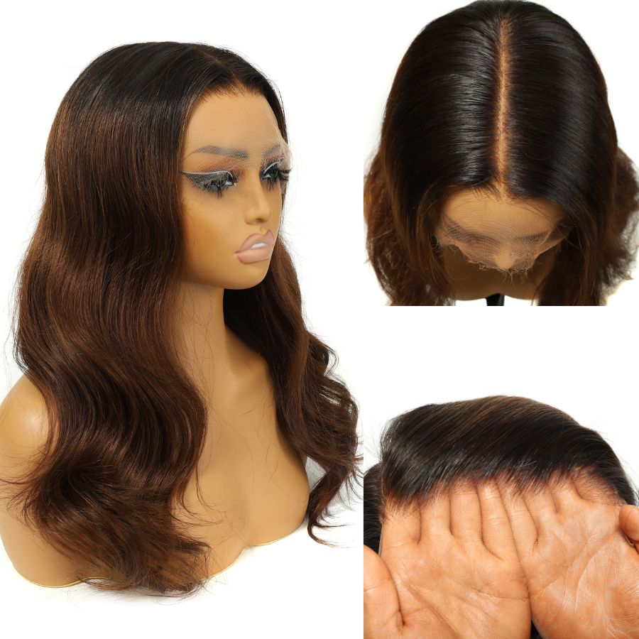 WOWANGEL Ombre Brown 360 Invisible Strap HD Lace Wig Body Wave Clean Hairline