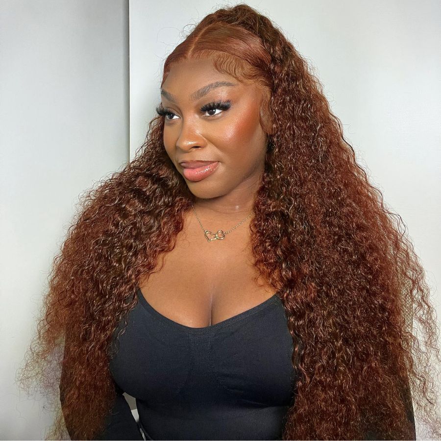 WOWANGEL Pre Everything 13X6 Lace Front Wigs Brown Curly Hair