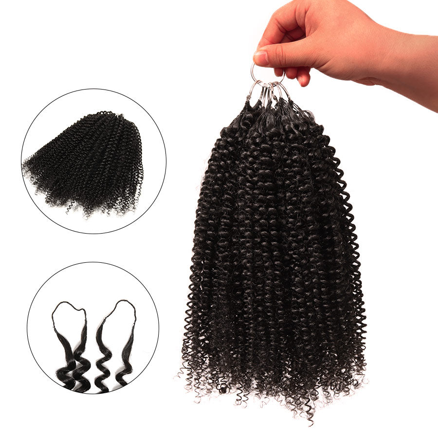 WOWANGEL Kinky Curly Pre-Separated Feather Crochet Human Hair Extensions