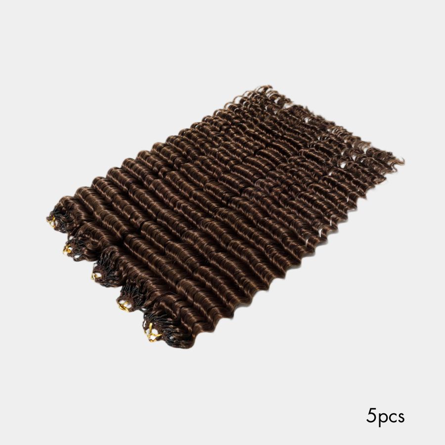 WOWANGEL Dark Brown Color Pre-Separated Feather Crochet Human Hair Extensions for Miracle Knots Boho Braids Deep Wave