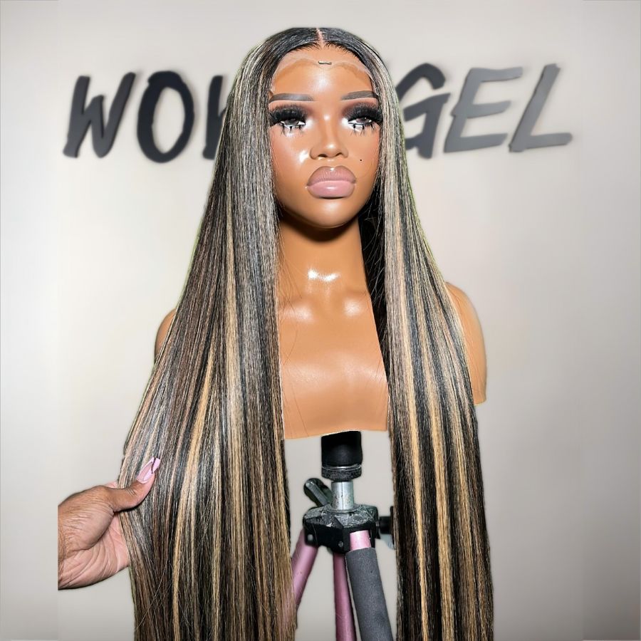 WOWANGEL 1B27 Highlight 13x6 Skinlike Real HD Lace Front Wig