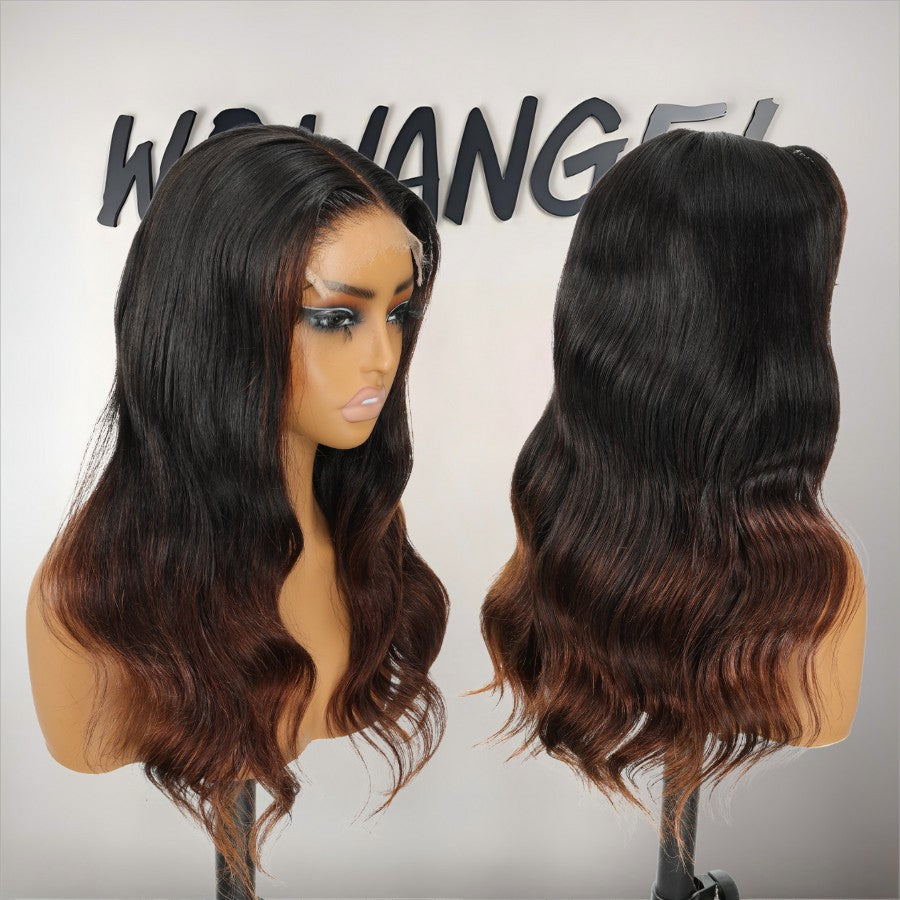 WOWANGEL Ombre Brown 5x5 Skinlike Real HD Lace Closure Wig
