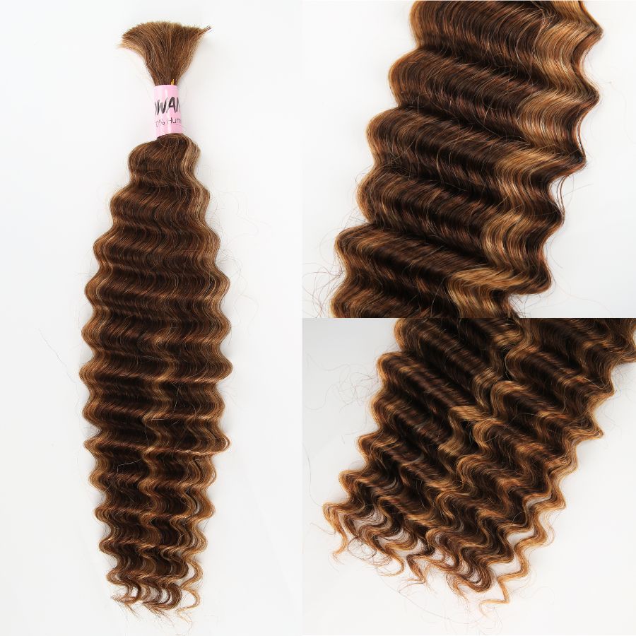 Single bundle of deep wave highlight human hair extension.