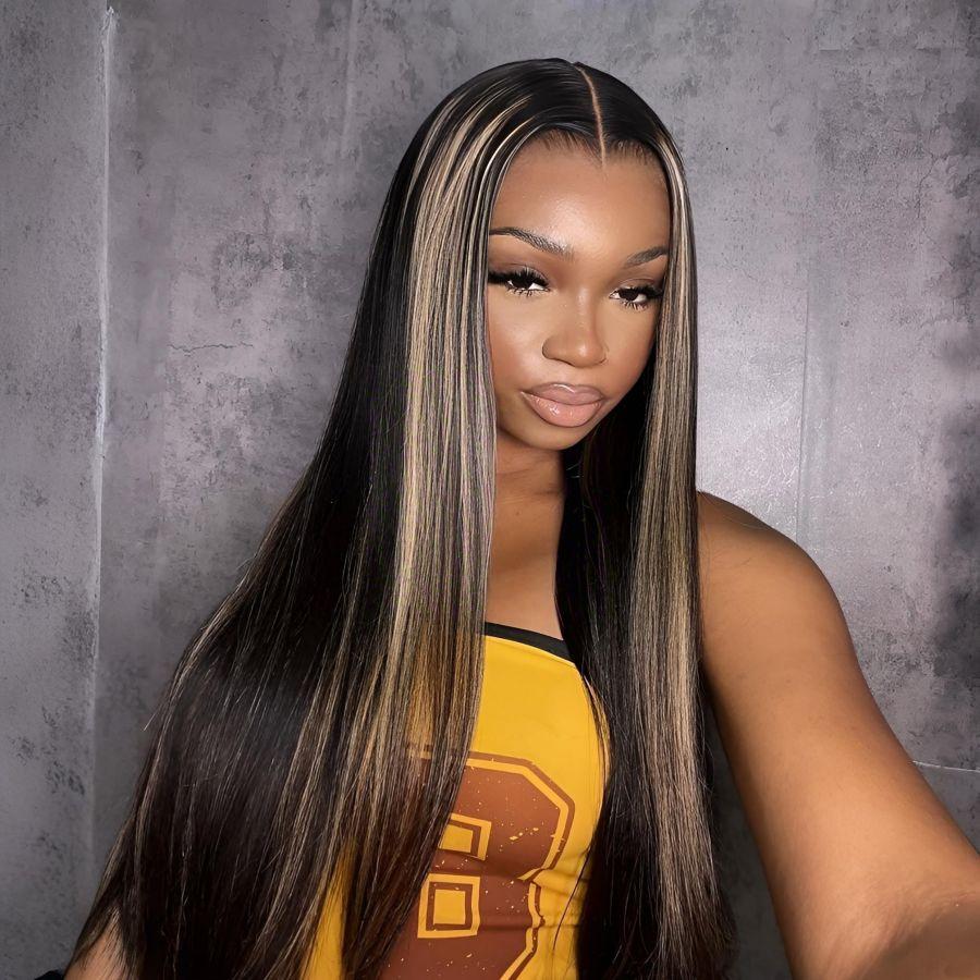 WOWANGEL 1B27 Highlight 13x6 Skinlike Real HD Lace Front Wig