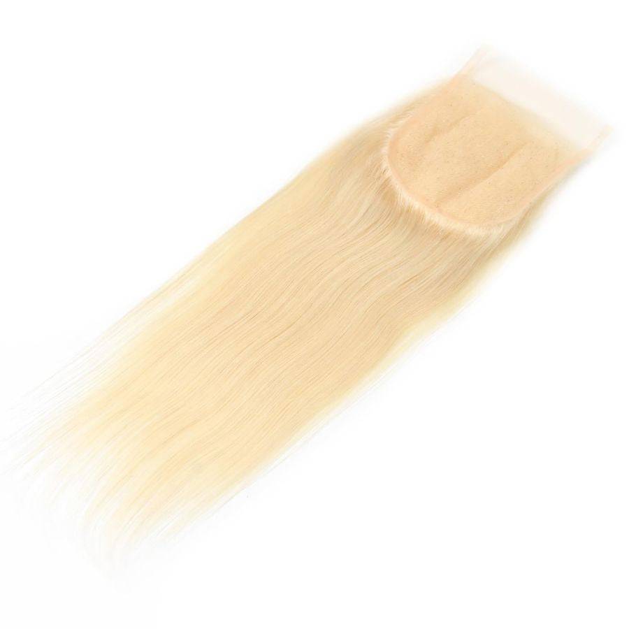 Lace Closure Only, 4x4 Transparent Lace Closure Piece 613# Blonde Color