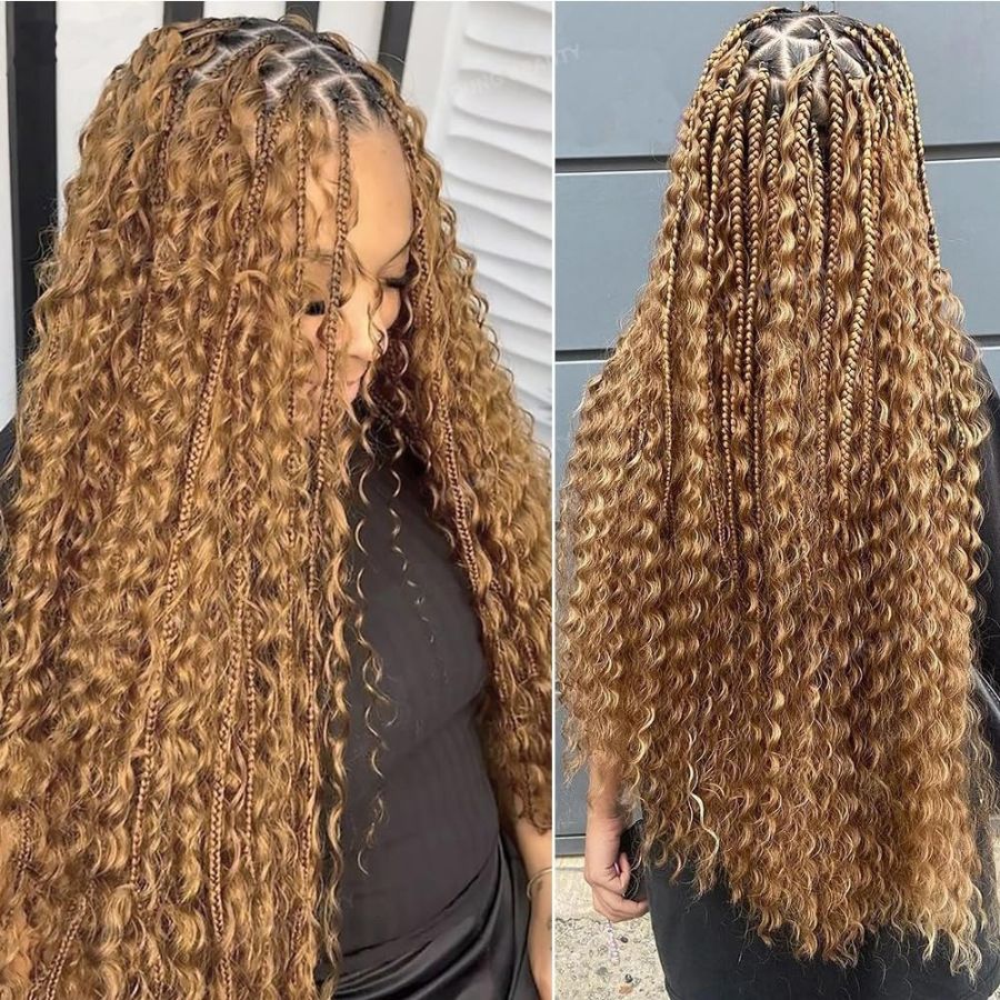 WOWANGEL 27 Honey Blonde Human Braiding Hair For Boho Braids Deep Wave 100g
