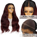 WOWANGEL Ombre Burgundy 13X6 HD Lace Front-Perücken Body Wave