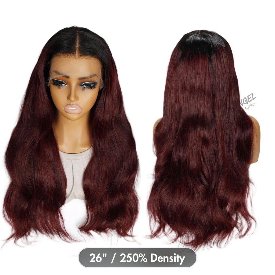 WOWANGEL Ombre Bourgogne 13X6 HD Dentelle Front Perruques Body Wave