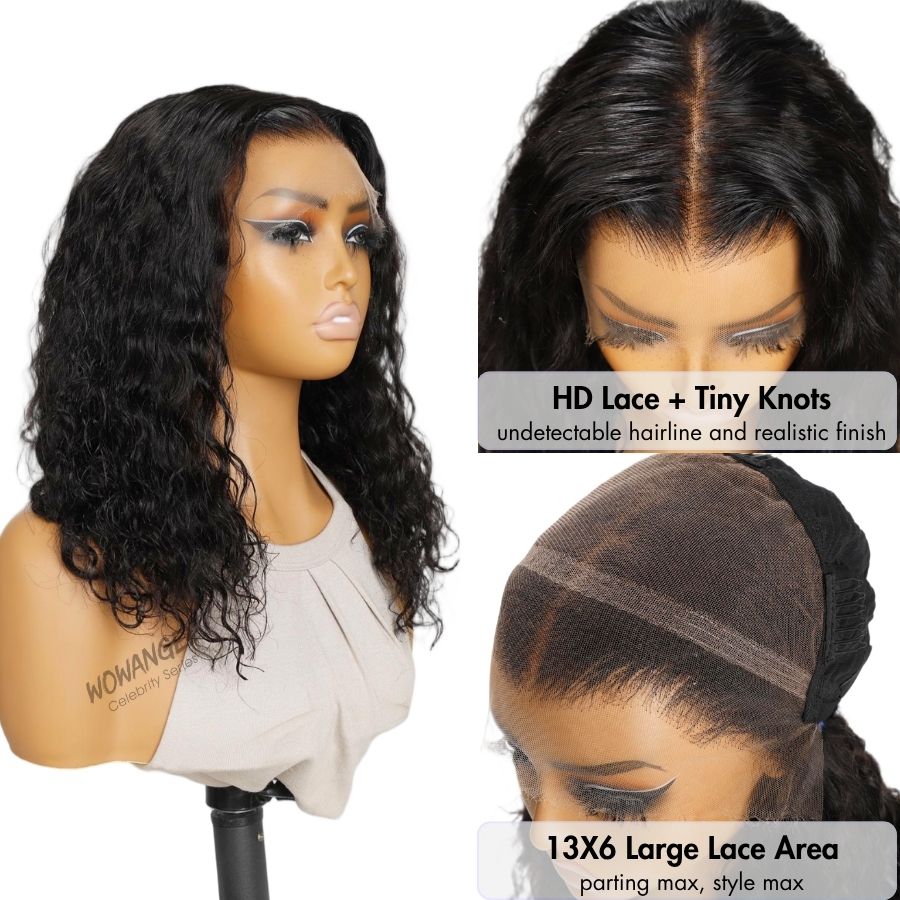 WOWANGEL Water Wave BOB 13x6 Skinlike Real HD Lace Front Wig