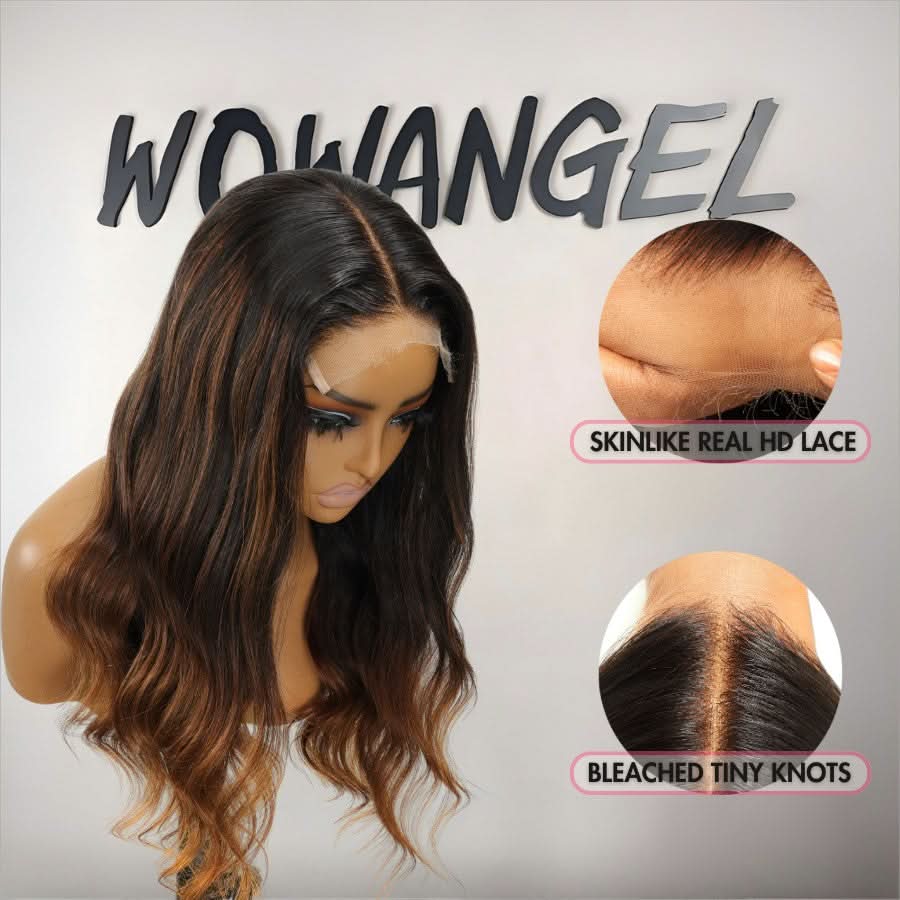 WOWANGEL Brown Highlight 5x5 Skinlike Real HD Lace Closure Wig
