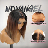 Perruque WOWANGEL Highlight Straight BOB 5x5 effet peau avec fermeture en dentelle HD réaliste