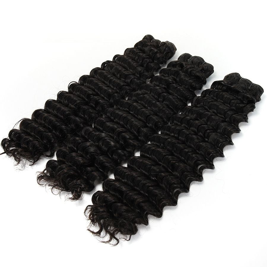 WOWANGEL Deep Wave Raw Hair Bundles Deal 3pcs 100% Human Virgin Hair Weaves